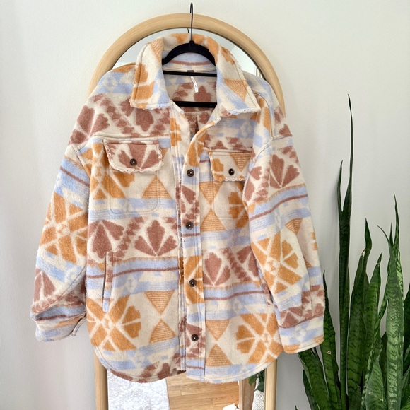 🌿 Free People Jacquard Ruby Shacket - Picture 1 of 5